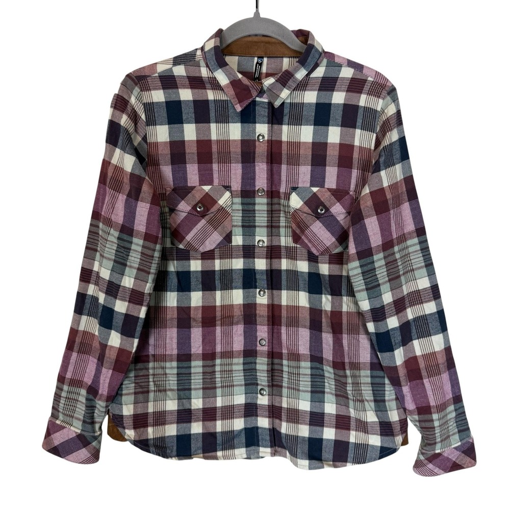 Kuhl Shirt Womens Small Multicolor Plaid Snap‎ Front Long Sleeve Flannel Casual